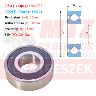 Csapágy 6202 2RS GPZгпз-36